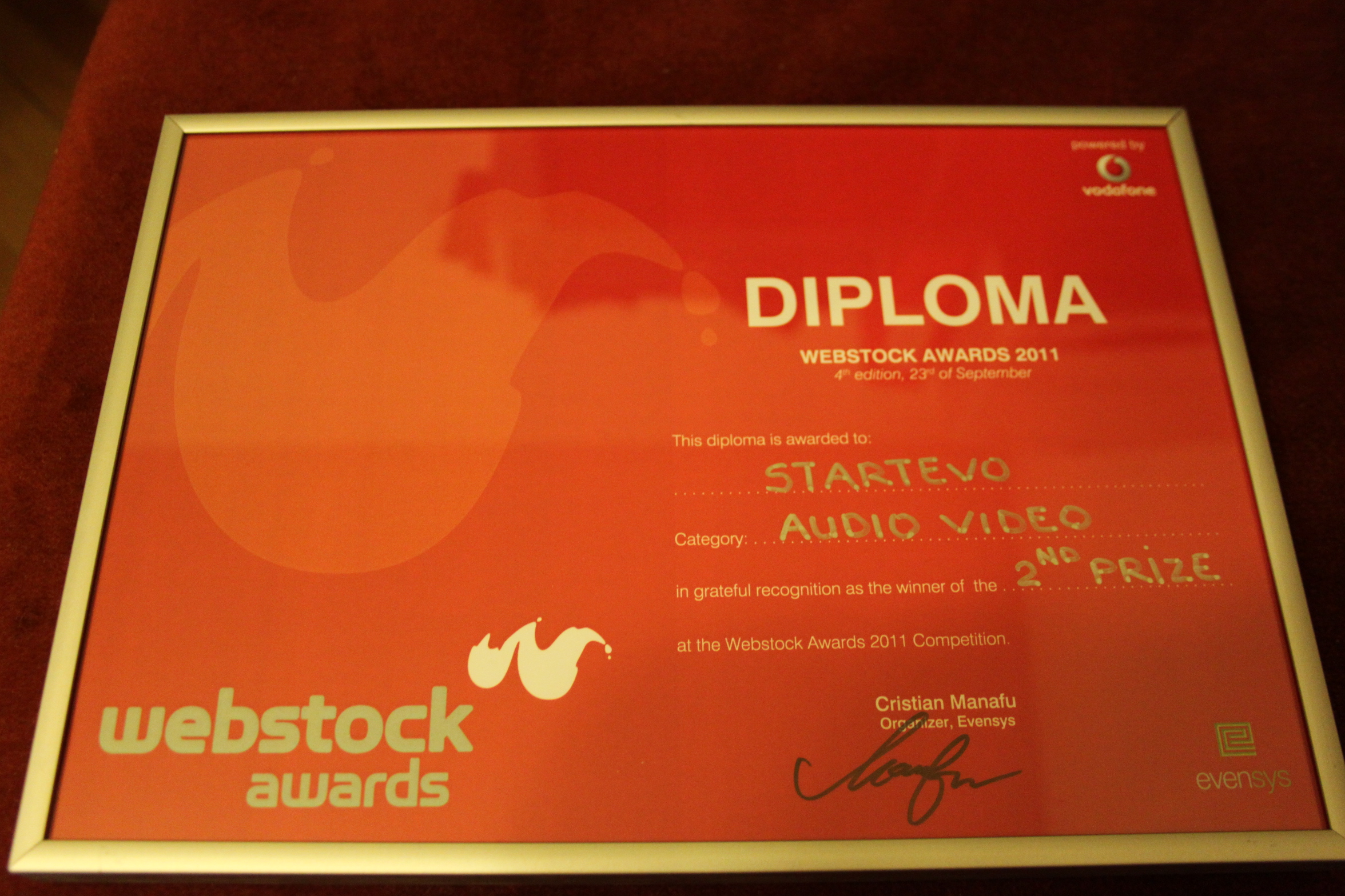 Victorie!!! Uraaaa!!!! Yupiii!!! StartEvo a luat locul 2 la Webstock!!!