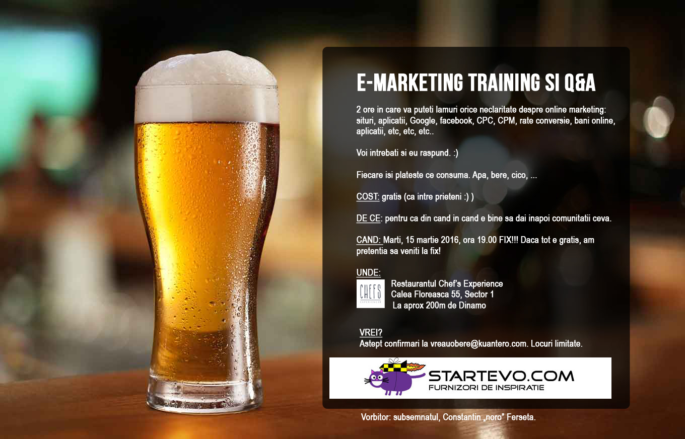 e-Marketing Training gratuit pentru prietenii StartEvo