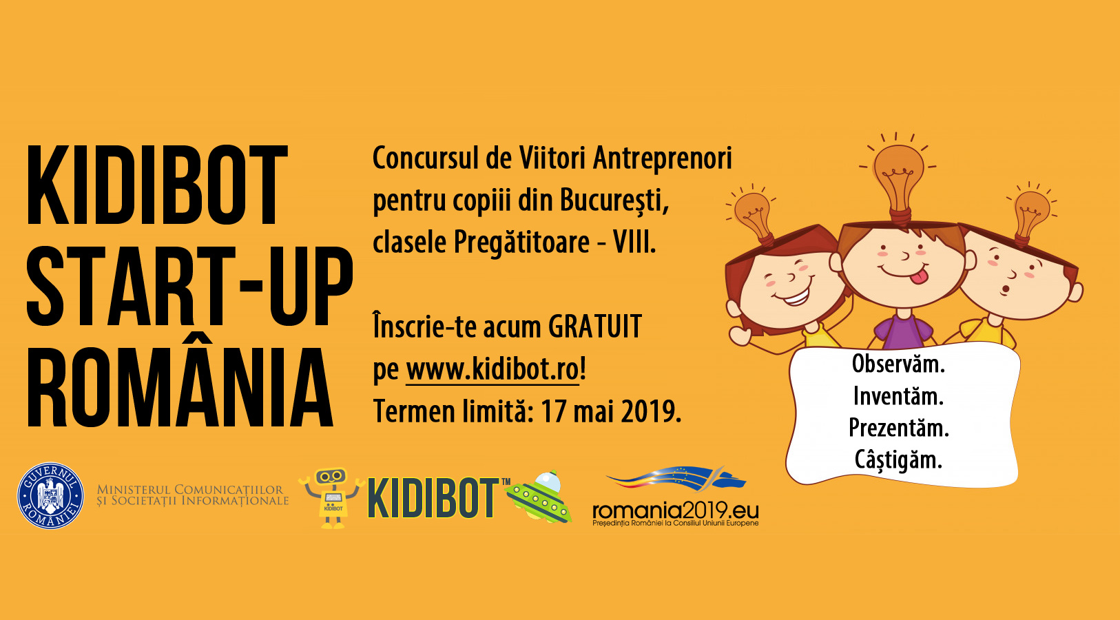 Ai copii creativi? Înscrie-i în concursul Kidibot Start-Up România!